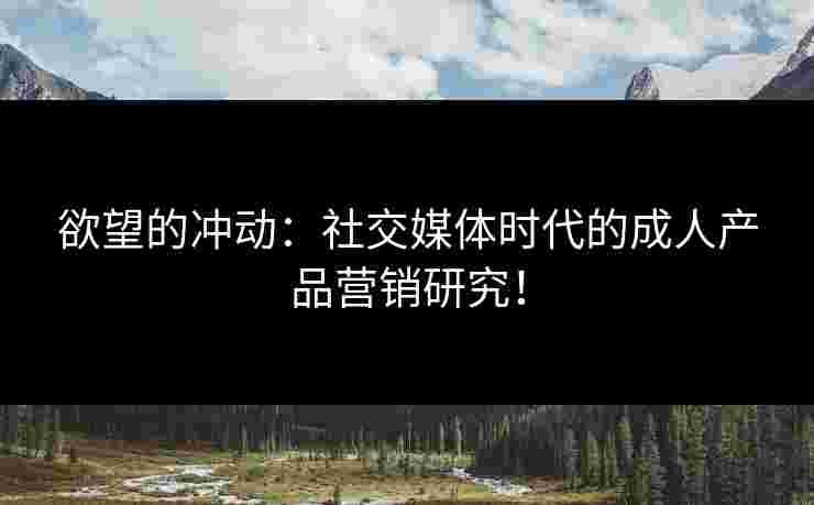 欲望的冲动:社交媒体时代的成人产品营销研究! 欲望的冲动:社交媒体时代的成人产品营销研究!